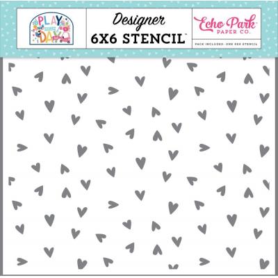 Echo Park Play All Day Girl Stencil - Sweet Hearts
